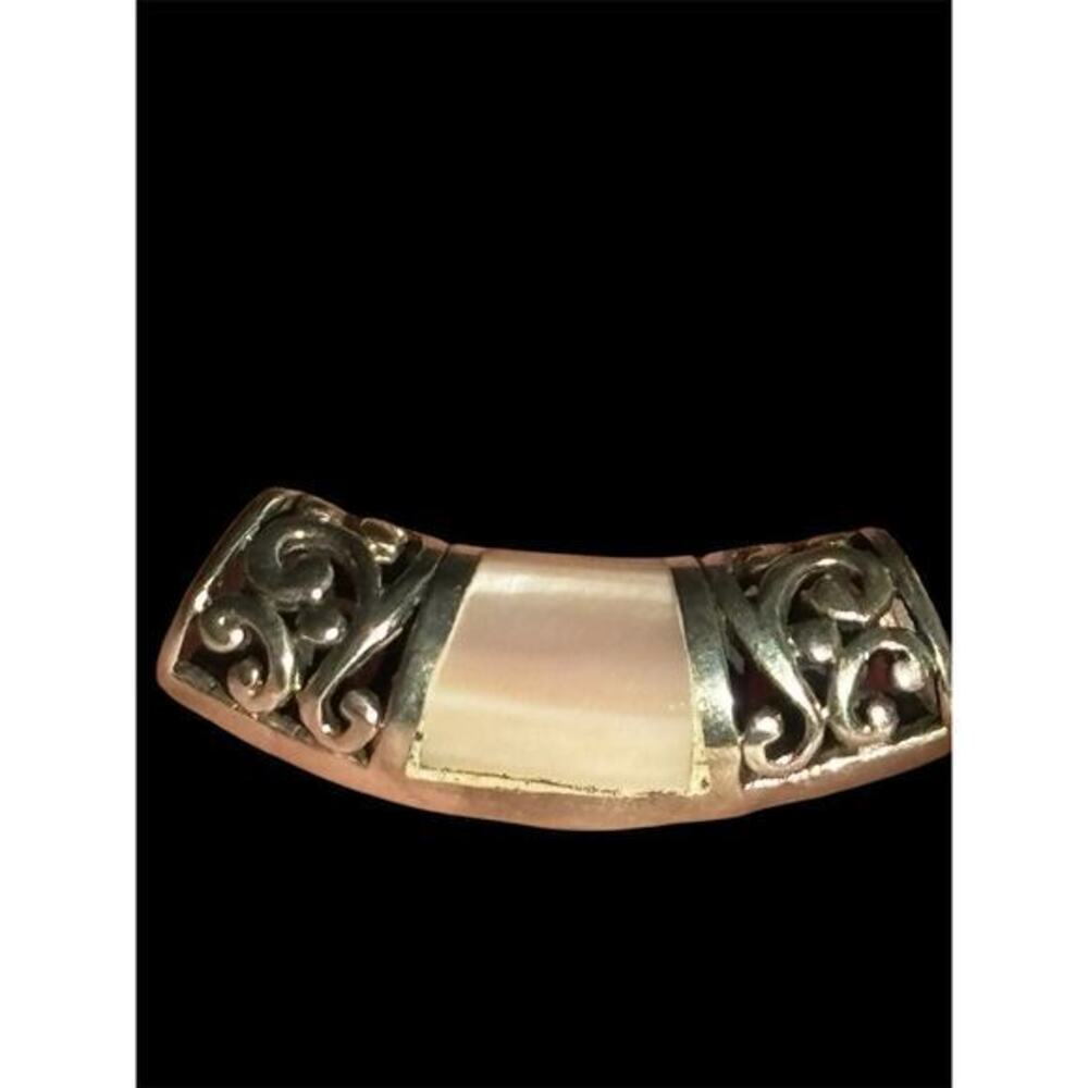 Sterling Silver Pink MOP Scroll Slide Pendant 925 6.58g 1.25”